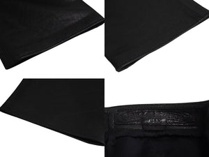極美品 CHROME HEARTS クロムハーツ BSフレア レザーパンツ クロスボール サイズ25R レザー シルバー925 中古 4b002464 