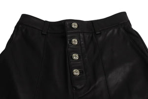 以前同様 CHROME HEARTS クロムハーツ ラムスキン レザーパンツ クロスボール サイズ26 レザー シルバー925 中古 4b002465 