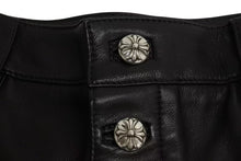画像をギャラリービューアに読み込む, 以前同様 CHROME HEARTS クロムハーツ ラムスキン レザーパンツ クロスボール サイズ26 レザー シルバー925 中古 4b002465 