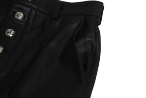 以前同様 CHROME HEARTS クロムハーツ ラムスキン レザーパンツ クロスボール サイズ26 レザー シルバー925 中古 4b002465 