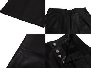 以前同様 CHROME HEARTS クロムハーツ ラムスキン レザーパンツ クロスボール サイズ26 レザー シルバー925 中古 4b002465 