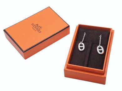 新品未使用 HERMES エルメス ファランドールMM イヤリング シルバー シルバー925 シルバー金具 6.9g シェーヌダングル ロゴ チェーン 中古 4b002470