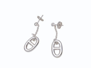 新品未使用 HERMES エルメス ファランドールMM イヤリング シルバー シルバー925 シルバー金具 6.9g シェーヌダングル ロゴ チェーン 中古 4b002470