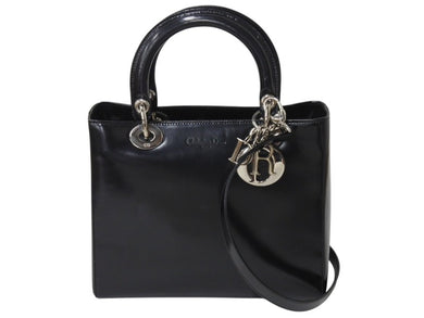 Christian Dior クリスチャンディオール Lady Dior レディディオール 2WAYバッグ VGL44551 カーフレザー ブラック ガリアーノ期 美品 中古 4b002476
