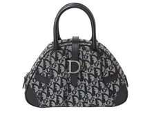 Load image into Gallery viewer, 新品同様 Christian Dior クリスチャンディオール ダブルサドル ハンドバッグ PZ 1012 トロッター柄 ブラック ガリアーノ期 中古 4b002478