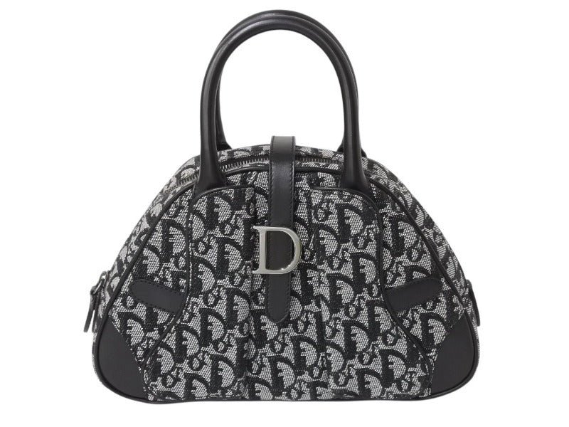 新品同様 Christian Dior クリスチャンディオール ダブルサドル ハンドバッグ PZ 1012 トロッター柄 ブラック ガリアーノ期 中古 4b002478