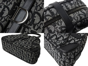 新品同様 Christian Dior クリスチャンディオール ダブルサドル ハンドバッグ PZ 1012 トロッター柄 ブラック ガリアーノ期 中古 4b002478