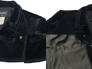 CHANEL シャネル ダブルジャケット メンズ ブラック P38249V15297 ココマーク装飾 ベルベット サイズ50 94305 美品 中古 4b002480