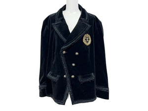 CHANEL シャネル ダブルジャケット メンズ ブラック P38249V15297 ココマーク装飾 ベルベット サイズ50 94305 美品 中古 4b002480