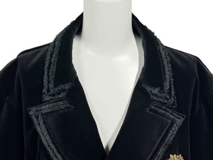 CHANEL シャネル ダブルジャケット メンズ ブラック P38249V15297 ココマーク装飾 ベルベット サイズ50 94305 美品 中古 4b002480