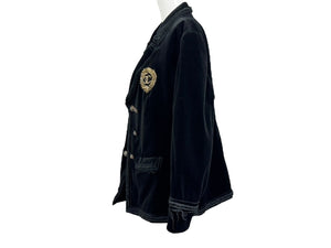 CHANEL シャネル ダブルジャケット メンズ ブラック P38249V15297 ココマーク装飾 ベルベット サイズ50 94305 美品 中古 4b002480