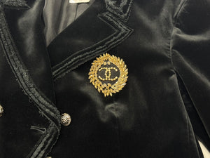 CHANEL シャネル ダブルジャケット メンズ ブラック P38249V15297 ココマーク装飾 ベルベット サイズ50 94305 美品 中古 4b002480