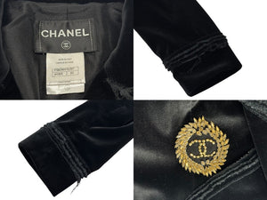 CHANEL シャネル ダブルジャケット メンズ ブラック P38249V15297 ココマーク装飾 ベルベット サイズ50 94305 美品 中古 4b002480