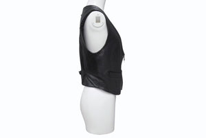 CHROME HEARTS クロムハーツ BSフレア フレアニー レザーベスト サイズM ブラック シルバー925 レザー 美品 中古 4b002481