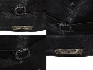 CHROME HEARTS クロムハーツ BSフレア フレアニー レザーベスト サイズM ブラック シルバー925 レザー 美品 中古 4b002481