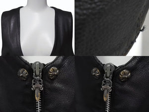 CHROME HEARTS クロムハーツ BSフレア フレアニー レザーベスト サイズM ブラック シルバー925 レザー 美品 中古 4b002481