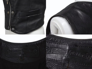 CHROME HEARTS クロムハーツ BSフレア フレアニー レザーベスト サイズM ブラック シルバー925 レザー 美品 中古 4b002481