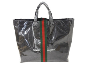 GUCCI×COMME des GARCONS グッチ コムデギャルソン ビニールトートバッグ od-k221 ポリウレタン クラフト紙 ブラック マルチカラー 美品 中古 4b002491