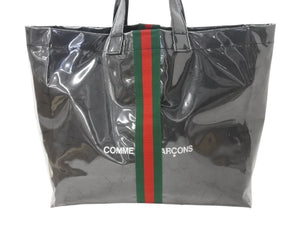 GUCCI×COMME des GARCONS グッチ コムデギャルソン ビニールトートバッグ od-k221 ポリウレタン クラフト紙 ブラック マルチカラー 美品 中古 4b002491