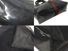 Load image into Gallery viewer, GUCCI×COMME des GARCONS グッチ コムデギャルソン ビニールトートバッグ od-k221 ポリウレタン クラフト紙 ブラック マルチカラー 美品 中古 4b002491