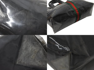 GUCCI×COMME des GARCONS グッチ コムデギャルソン ビニールトートバッグ od-k221 ポリウレタン クラフト紙 ブラック マルチカラー 美品 中古 4b002491