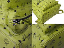 Load image into Gallery viewer, MCM エム・シー・エム スタークバックパック ミディアム MWK2SVE12GI001 ライトグリーン レザー ポリウレタン スタッズ 美品 中古 4b002492