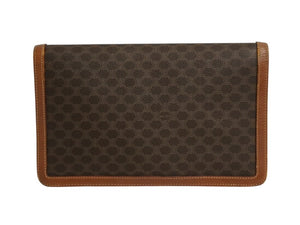 CELINE セリーヌ クラッチバック バック マカダム ブラウン ヴィンテージ PVC レザー 茶色 鞄 良品 中古 4b002495
