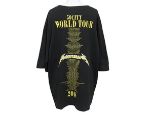 極美品 WAGYU MAFIA 和牛マフィア メタリカサンプリングロゴＴシャツ コットン ブラック イエロー サイズL 中古 4b002503