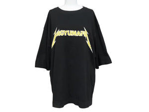 極美品 WAGYU MAFIA 和牛マフィア メタリカサンプリングロゴＴシャツ コットン ブラック イエロー サイズL 中古 4b002504