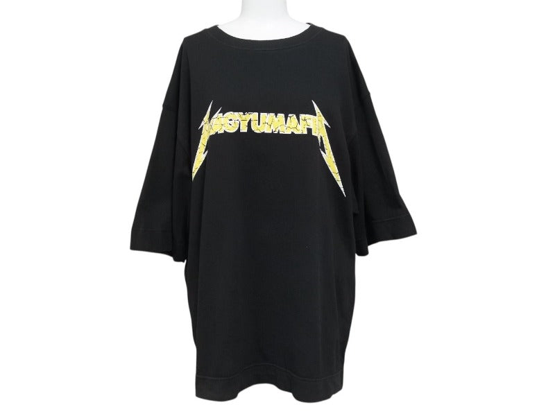 極美品 WAGYU MAFIA 和牛マフィア メタリカサンプリングロゴＴシャツ コットン ブラック イエロー サイズL 中古 4b002504