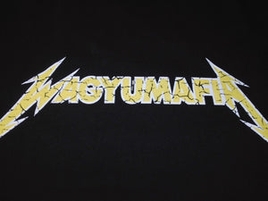 極美品 WAGYU MAFIA 和牛マフィア メタリカサンプリングロゴＴシャツ コットン ブラック イエロー サイズL 中古 4b002504