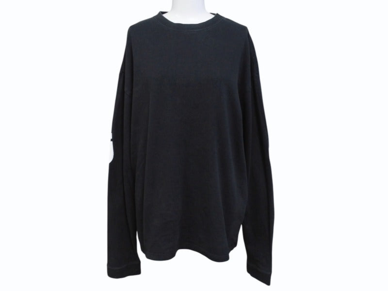 極美品 CHATEAUBRIAND シャトーブリアン ロゴプリント ロングスリーブＴシャツ コットン ブラック サイズL 中古 4b002513