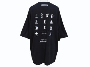 極美品 CHATEAUBRIAND シャトーブリアン #onigiriforlove 半袖Ｔシャツ プリント コットン ブラック サイズL 中古 4b002525