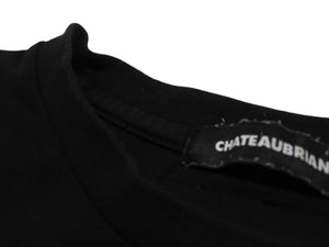 極美品 CHATEAUBRIAND シャトーブリアン #onigiriforlove 半袖Ｔシャツ プリント コットン ブラック サイズL 中古 4b002525