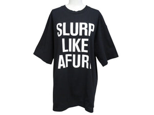 極美品 CHATEAUBRIAND シャトーブリアン AFURI × MASHI NO MASHI TOKYO 半袖Ｔシャツ ブラック コットン コラボ サイズL 中古 4b002525