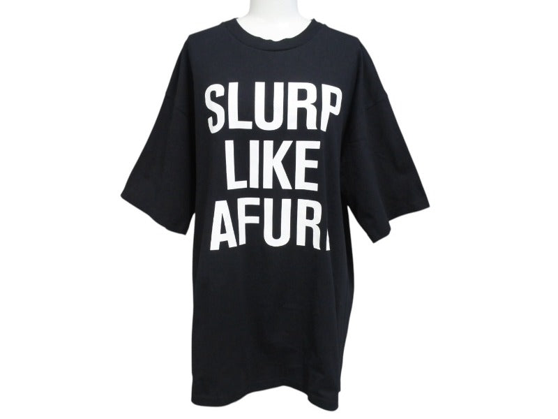 極美品 CHATEAUBRIAND シャトーブリアン AFURI × MASHI NO MASHI TOKYO 半袖Ｔシャツ ブラック コットン コラボ サイズL 中古 4b002525
