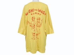 MASHI NO MASHI TOKYO マシのマシの東京 SLURP LIKE A BOSS プリント ポケットＴシャツ コットン イエロー サイズL 美品 中古 4b002526