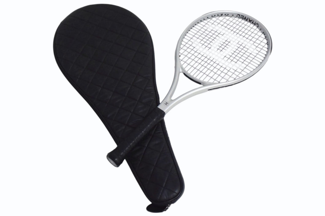 極美品 CHANEL シャネル スポーツライン テニスラケット ココマーク プラスチック シルバー ブラック スポーツ 中古 4b002542