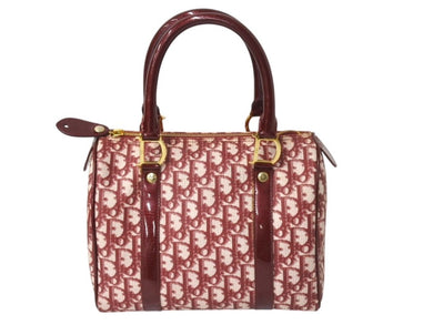 Christian Dior クリスチャンディオール ハンドバッグ カバン スピーディ 25cm ボストン トロッター レッド ジャガード 美品 中古 4b002543