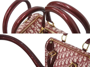 Christian Dior クリスチャンディオール ハンドバッグ カバン スピーディ 25cm ボストン トロッター レッド ジャガード 美品 中古 4b002543