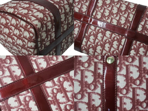 Christian Dior クリスチャンディオール ハンドバッグ カバン スピーディ 25cm ボストン トロッター レッド ジャガード 美品 中古 4b002543