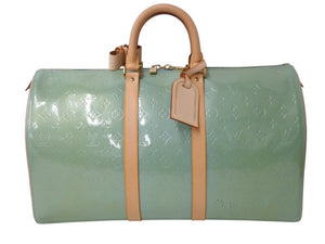 LOUIS VUITTON ルイヴィトン モノグラムヴェルニ マーサー ボストンバッグ M91001 グリーン 美品 中古 4b002545