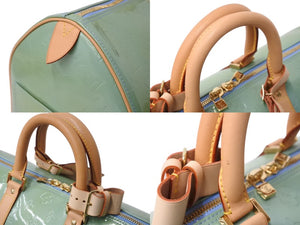 LOUIS VUITTON ルイヴィトン モノグラムヴェルニ マーサー ボストンバッグ M91001 グリーン 美品 中古 4b002545