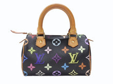 Load image into Gallery viewer, Excellent condition LOUIS VUITTON Mini Speedy handbag M92644 Monogram Multicolore black with gold hardware. Takashi Murakami. Pre-owned. 4b002549 
