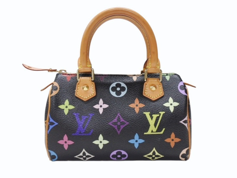 Excellent condition LOUIS VUITTON Mini Speedy handbag M92644 Monogram Multicolore black with gold hardware. Takashi Murakami. Pre-owned. 4b002549 