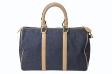 Load image into Gallery viewer, CHRISTIAN DIOR クリスチャンディオール デニム ハンドバッグ ボストン型 PZ 1201 キャンバス レザー ブルー ブラウン 美品 中古 4b002551
