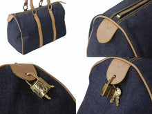 Load image into Gallery viewer, CHRISTIAN DIOR クリスチャンディオール デニム ハンドバッグ ボストン型 PZ 1201 キャンバス レザー ブルー ブラウン 美品 中古 4b002551