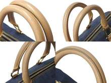 Load image into Gallery viewer, CHRISTIAN DIOR クリスチャンディオール デニム ハンドバッグ ボストン型 PZ 1201 キャンバス レザー ブルー ブラウン 美品 中古 4b002551