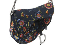 Load image into Gallery viewer, 極美品 CHRISTIAN DIOR クリスチャンディオール サドルバッグ RU0052 キャンバス レザー ブラック マルチカラー シルバー金具 中古 4b002552