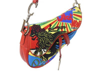 Load image into Gallery viewer, 極美品 CHRISTIAN DIOR クリスチャンディオール ガリアーノ期 サドルバッグ ラスタ ボブマーリー ショルダーバッグ マルチカラー 中古 4b002553